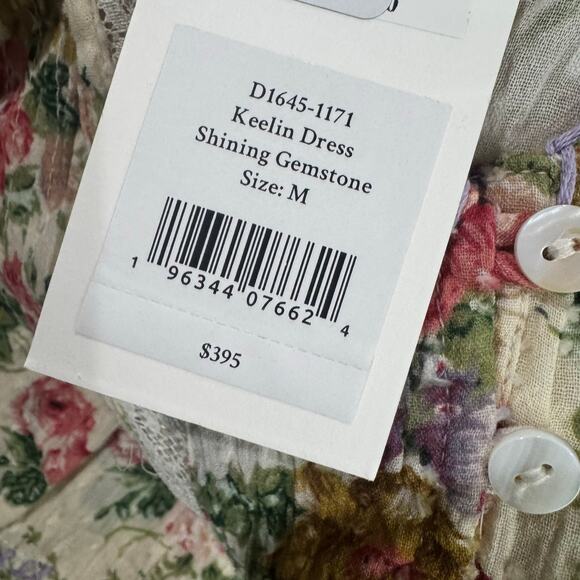 LoveShackFancy Keelin Mini Dress Shining Gemstone Floral Cotton Multi Size M NWT - Picture 9 of 11